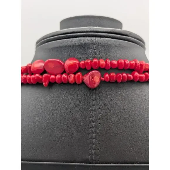 Vintage Long Red Coral Beaded  66" Over the Head Necklace 112.76g - Picture 6 of 8